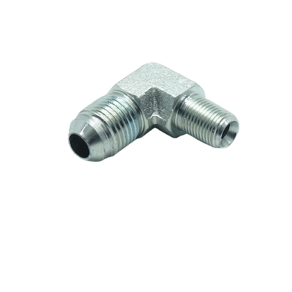 2 Pcs 3/8" Male JIC (9/16"-18 Tpi) x 1/8" Male NPT Hydraulic Fitting 37° Flare to 90° Elbow Pipe Adapter