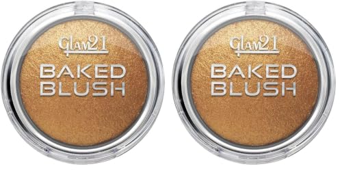 Image of Glam21 Baked Blusher | Highly Pigmented, Long Lasting | Illuminating Glow Finish | Smooth & Blendable Texture |Stays up to 8 hours | For All Skin Types | 6gm | Shade-01 (Pack of 2)