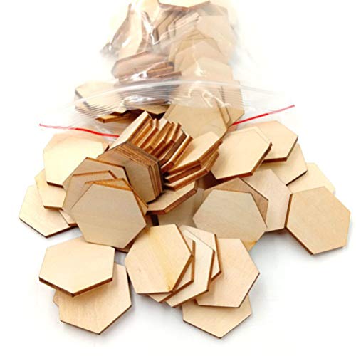 EXCEART 100 Pcs 30Mm Peças de Madeira Forma de Madeira Hexágono Formas de Recorte de Hexágono Inacab