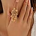 Bestleey Vintage Flower Rings for Women Fashion Gold Silver Cubic Zirconia Rings Exaggerate Open Adjustable Ring Wedding Engagement Cocktail Party Fashion Jewelry (Gold)