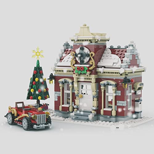 YYGE Modular Weihnachten Kleiner Winter Rathaus Baustein Satz, 1049+Teile Baustein Modell Bausatz kompatibel mit Lego