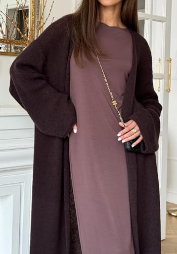 Womens Fall Long Cardigan Long Sleeve Knit Open Front Lightweight Sweaters Casual Maxi Loose Thin Coat2