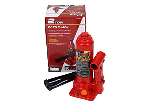 K Tool International 63201 2 Ton Hydraulic Bottle Jack For Garages, Repair Shops, And Diy, 4,000 Lbs. Capacity, Lift Range 6.2" - 12.1", Heavy Duty Steel, Heat Treated Ram Extension Screw, Red #TOP3