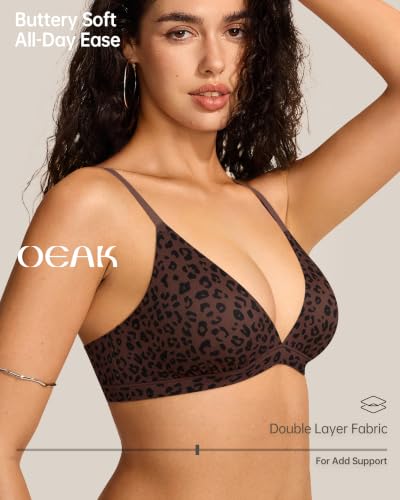 Image of OEAK Women Triangle Unlined Bra Wireless Pull On Plunge Bras
