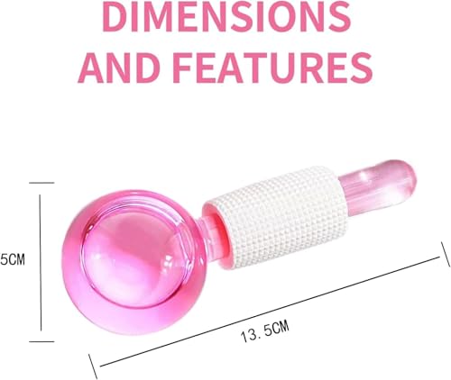 Image of Facial Ice Globe Smart Cool Face Roller Ball | Facial Massage Tools for Neck Eye Circle Reduce | Anti Ageing Wrinkles Soothing Firming Skin Crystal Ice Roller (Pack of 2) (pink)