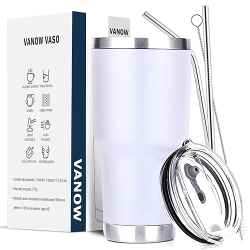 Reviews de Vaso blanco disponible en línea. 49 Vaso Térmico de Acero Inoxidable, Easytao Taza Termica Frio y Caliente para Cafe con Tapa y Popote, Cepillo de limpieza, Termo Infusor de Vacío Doble para Hombre, Mujer, Regalo,...