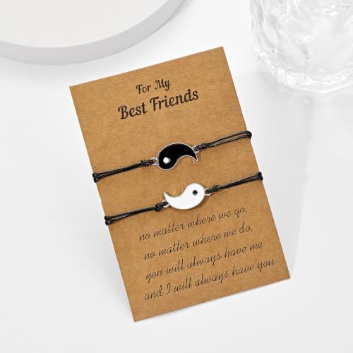Image of YouBella Jewellery Stylish latest Gifts Friendship Day Best Friends Adjustable Ying Yang Bracelet Set for Men /Women /Girls /Boys (Black) (YBBN 92246A)