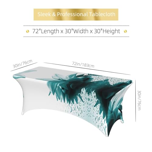 Nappe extensible élasthanne 1m80 imprimé lys bleu sarcelle pour table de buffet