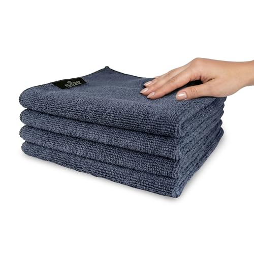 Image of FOVEO Microfiber Cloth 350 GSM - 40x40 cm, (Grey) | Ultra-Soft, Lint-Free & Streak-Free Towels for Car, Bike, Interior & Exterior Detailing, Polishing & Washing (Pack of 4)