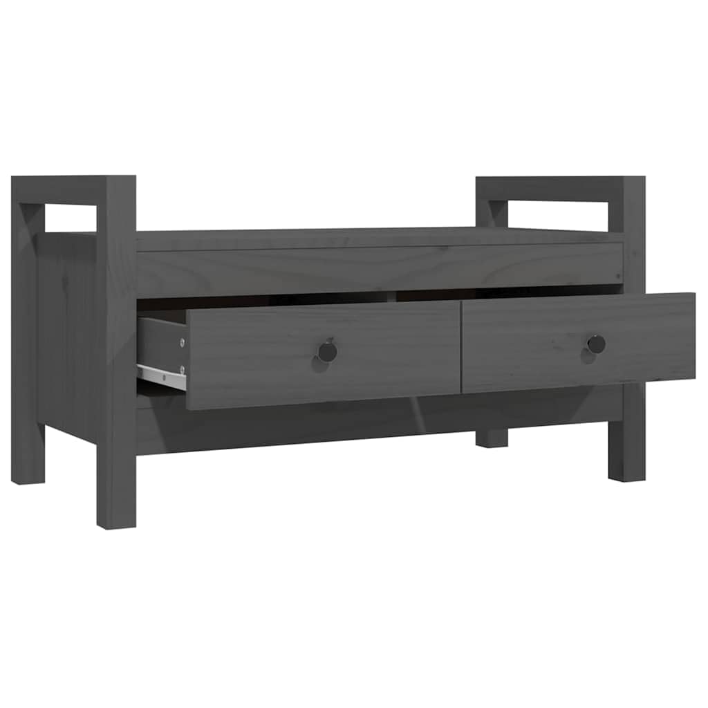 Panca da Ingresso Grigia 80x40x43 cm in Legno Massello di Pino