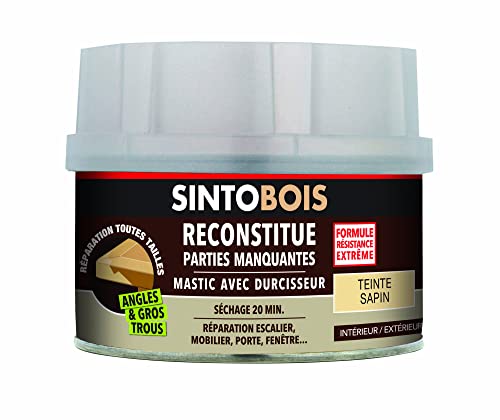 Sintobois – Masa para madera – Ángulos y agujeros grandes – Reconstituye las partes faltantes – Interior exterior – Alta resistencia y adherencia – Secar en 20 minutos – Árbol – Técnica profesional –