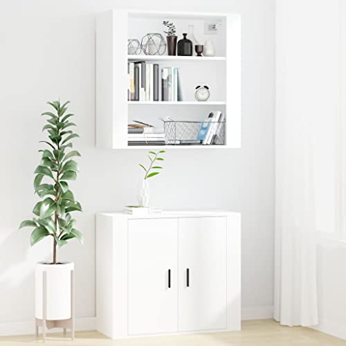 Armoire murale pour vaisselle en contreplaqué blanc meuble chic robuste - 8