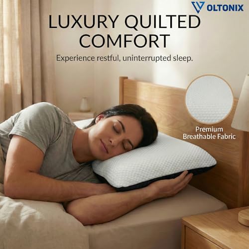 Image of Blairmore Memory Foam Pillow,nek Pillow,Orthopedic Memory Foam Pillows Supports Neck Pain and Shoulder Pain for Sleeping, Ergonomic Cervical Pillow (White+milange Grey)
