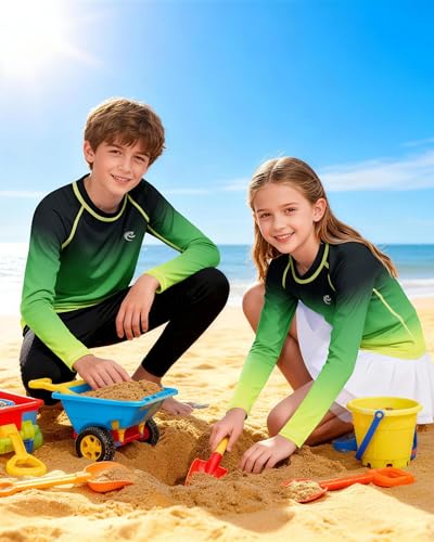 Image of Boys UPF 50+ Swim Shirt Long Sleeve, 1 or 2 Pack Rash Guard Tops