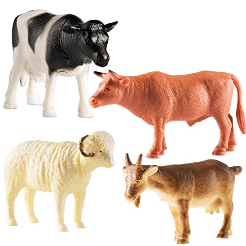 Bedwina Farm Animal Toys - Pack Of 12 - Plastic Farm Animals For Kids, Realistic 3-5 Inch Ranch/Barnyard Animal Toy Figures Styles Include Sheep, Horse, Goat, Duck, Chicken, Turkey, Cow, Pig #TOP2