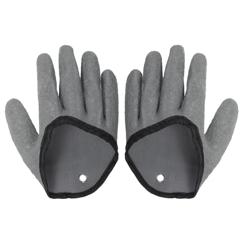 PATIKIL Fishing Gloves 1 Pair Fisherman Professional Catch Fish Gloves Non-Slip Puncture Resistant Waterproof Fillet Glove for Handling Catching, Grey