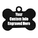 Hat Shark Custom Personalized 3D Laser Engraved Bone Shaped Pet ID Tag (Black)