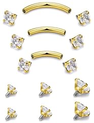 Eyebrow Piercing Jewelry 16G-aaaaa+CZ Gold