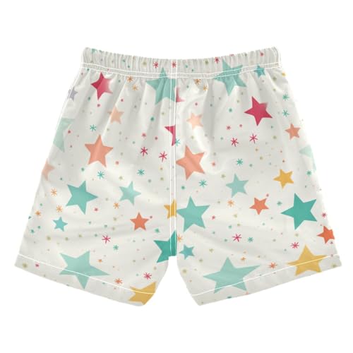 OREZI Boys Swim Trunk Shorts Colorful Stars Doodle Bathing Suit for Kids Teens2