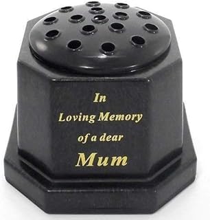 Black topped In loving memory of a dear Mum memorial pot/grave vase