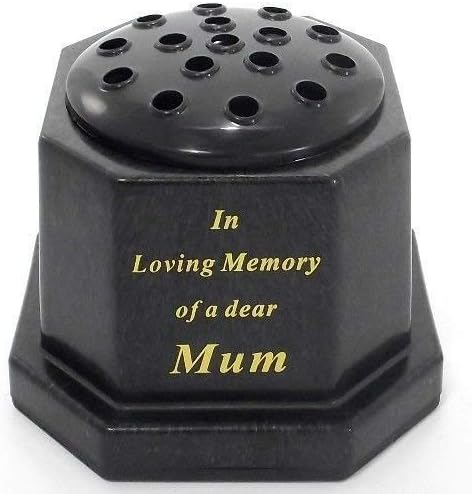 Black topped In loving memory of a dear Mum memorial pot/grave vase