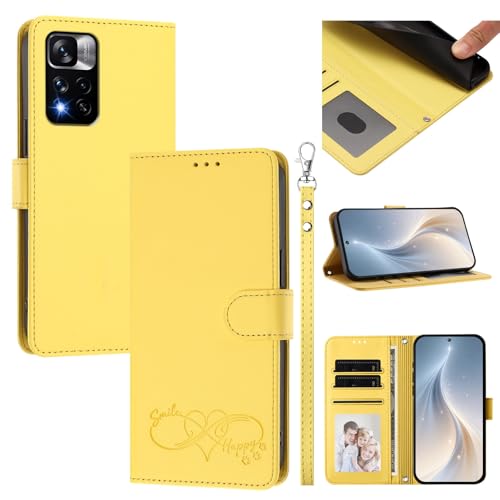 �X�}�z�P�[�X �Ή��@�� for Xiaomi Poco X4 NFC,�Ή��@�� for Redmi Note 11 Pro Plus 5G �X�}�z�P�[�X�y�J�[�h�E�������[�X���b�g�t�� �E�H���b�g�f�U�C�� �t���b�v�X�^���h �����h�~�@�\�zYellow