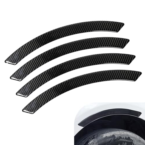 Opuweiy Car Fender Protector, 2PCS Carbon Fiber Wheel Arch Protective Stickers, Universal Self-Adhesive Automobile Wheel Arch Decorative Strips for Anti-Scuff (Black)