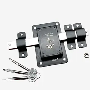 Mujees Door Lock For Home Main Door or Main Gate Lock | A New Dus Chal Central Lock For Door With 3 Unique Unduplicatable 3d Cross Key, Its a both side key lock | Material- Iron, Colour, Black | (10 Chal |3 Key)