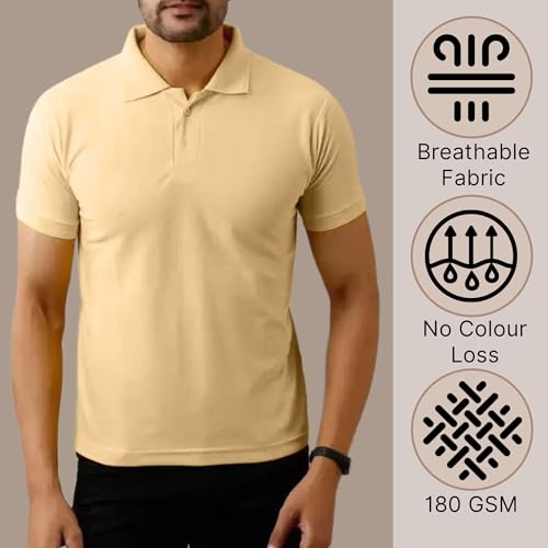 Image of INKKR Men's Polo Neck Half Sleeve Solid T-Shirts