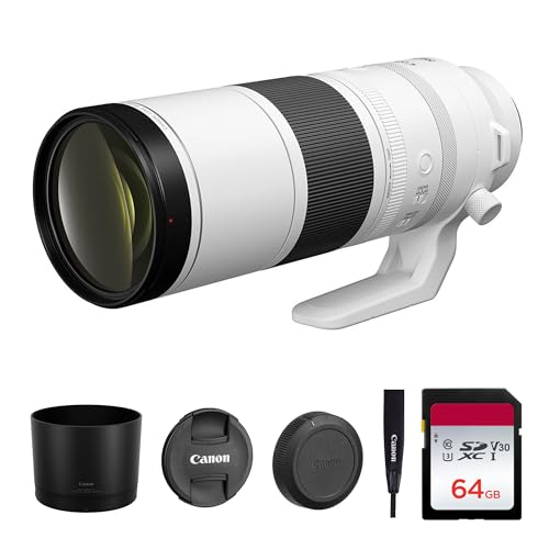 Canon RF 200-800mm f/6.3-9 is USM Lens – Full-Frame Super-Telephoto Zoom with Image Stabilization for Wildlife, Sports & Birding (6263C002) + 64GB Memory Card