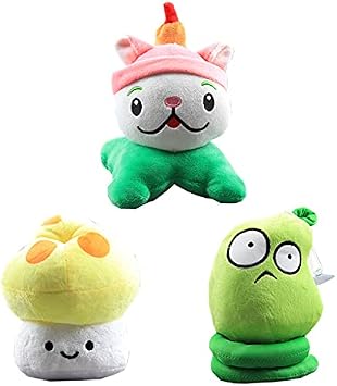 Plants Plush Toys Figures Doll Cattail & Happy Sunshroom & Spring Bean 3pcs Set Kids Gift