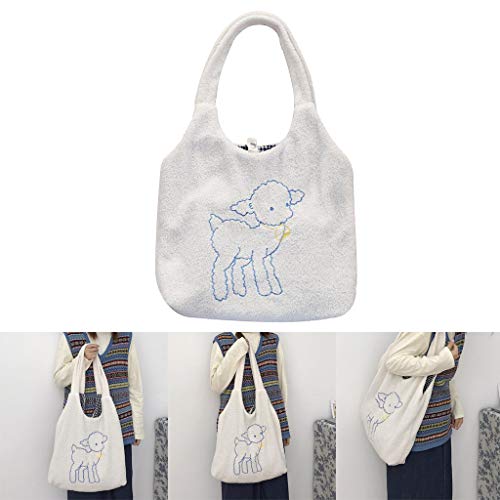 Generic Inverno Peludo Grande Sheep Padrão de Moda Bolsas Senhoras Ombro Mensageiro Sacos de Viagem