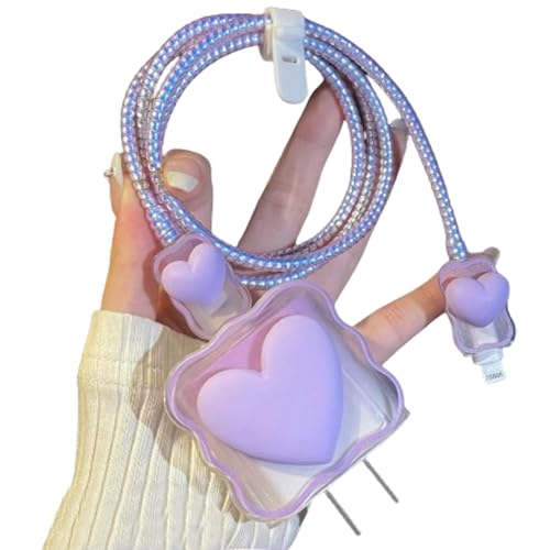 Protector de cargador morado de 18W y 20W anti roturas para cables de iPhone