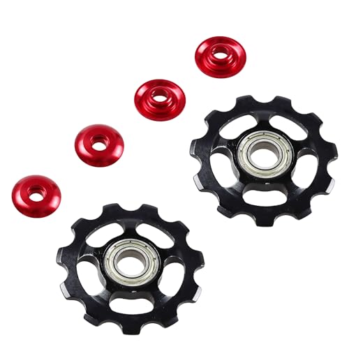 Runseaway 2Pcs 11T Aluminum Alloy Sealed Bearing Jockey Wheel Rear Derailleur Pulley, High-Performance Bicycle Shift Guide Wheel, Multicolor CNC Anodized Finish, Black