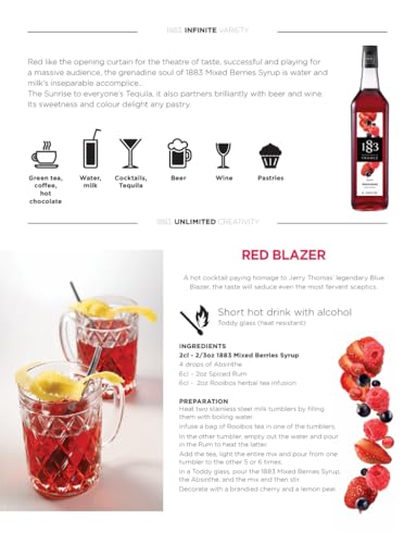 Image of 1883 Mixed Berries Syrup for Drinks, Made in France, 1 Liter Plastic Bottle