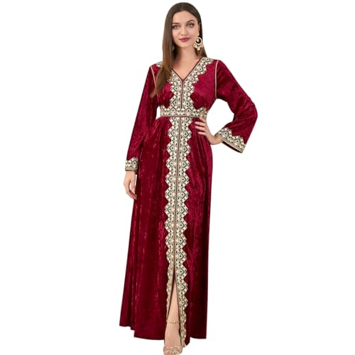 Caftan marocain en velours pour mariages et soirées de l'Aïd
