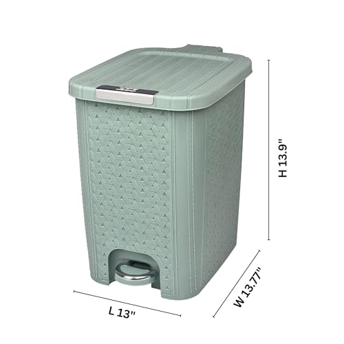 Image of FLAIR Ultra Home Pedal Trash Bin - 15L Large Dustbin with Inner & Lid | Unbreakable Plastic, Odor Control, Lightweight | Non Garbage Smell | Perfect for Bathroom, Kitchen & Office (Mint Green)