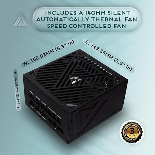 Image of Apevia ATX-SL1200W Soul 1200W Fully Modular Power Supply ATX 3.0 & 3.1 Compatible, PCIe 5.1 12V-2x6 Connector ATX Active PFC, DC to DC Converter Design, 140mm Silent Fan, RoHS Compliance | Fully Modular PSU, ATX 3.1 PCIE5.1 Ready, 12VHPWR Cable Included, Active PFC, 140mm Auto Thermal Fan, Heavy Duty Protections