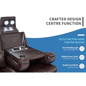 Home theater seating seats movie theater chairs theater recliner with 7 colors ambient lighting lumbar pillow touch reading lights tray table  urban country home decor