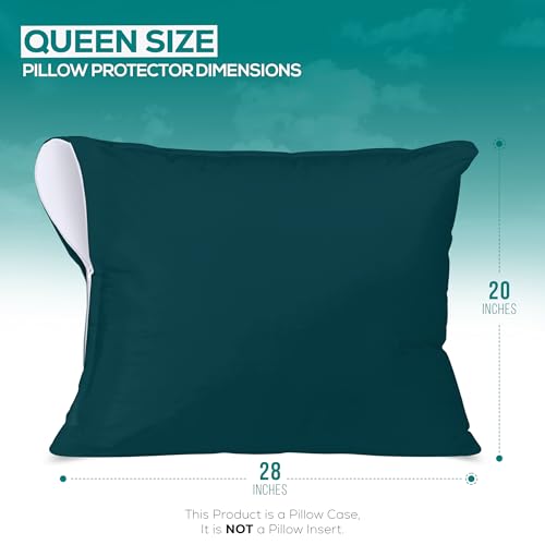 Image of Utopia Bedding Premium 100% Waterproof Pillow Protectors with Zipper Queen Size (Set of 2), Bed Bug and Dust Mite Proof Zippered Pillow Covers, Pillow Encasement Cases, Teal