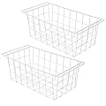 Orgneas Chest Freezer Baskets, 17.5" Freezer Organizer Bins Deep Freezer Storage Bins Metal Wire Baskets with Hanging Handles 2Pcs