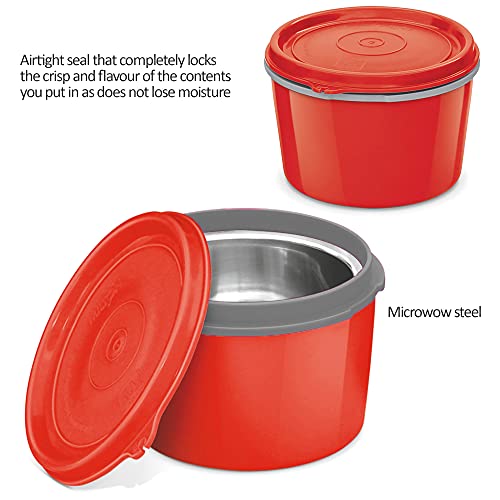 Image of MILTON Microwow Stainless Steel Lunch Container, 500ml, Red