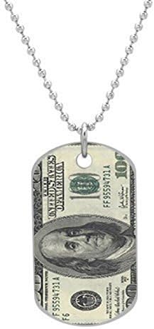 100 Dollar Bill Note Customized design personalized unique OvaL Dog Tag Pet Tag Cat Animal Tag necklace pendant Bead Chain
