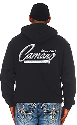 JH Design Men's Chevy Camaro Zip Up Hoodie Black Sweatshirt All Over Print Sm-3x3
