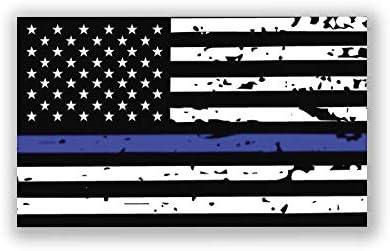 NI424 Thin Blue Line Tattered Flag Magnet | 5-Inch by 3-Inch | Premium Quality UV Printed Heavy Duty Magnet | MagnetNI424 image 3