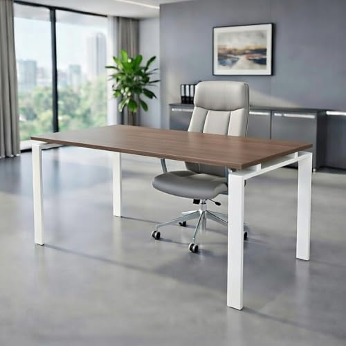 OFIFACTORY Mesa Oficina Profesional | Escritorio Madera con Tablero de Melamina 25 mm Ideal para Despacho, Teletrabajo, Ordenador o Estudio | Mesa Ordenador Escritorio Grande (Nogal, 180X80)