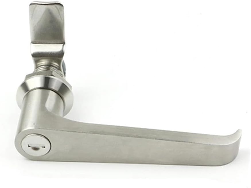 MS324 Handle Lock L-Type Handle Lock Door Lock 304 Stainless Steel Handle Lock Electric Cabinet Lock 1Pcs(with Lock Cylinder)