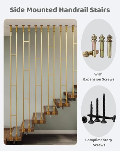 Support de rampe d'escalier réglable en fer forgé noir de 90 cm - 4