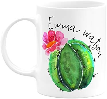 Personalized Barrel Cactus Coffee Mug with Your Name, 11 oz, Coffee Mug with Matching Coaster - Birthday Gifts, Mothers Day Gifts, Father's Day Gifts, Christmas Gifts, Grandma Grandpa Gifts