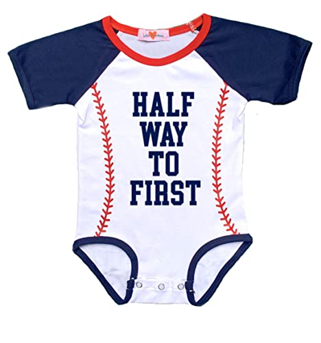 Half Birthday Boy Girl Half Way to First® 6 Month Baseball 1/2 Halfway Outfit Set